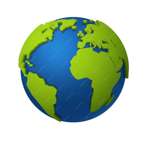 Globo 3d Mapa Do Mundo Redondo Com Continentes Verdes E Oceanos Azuis