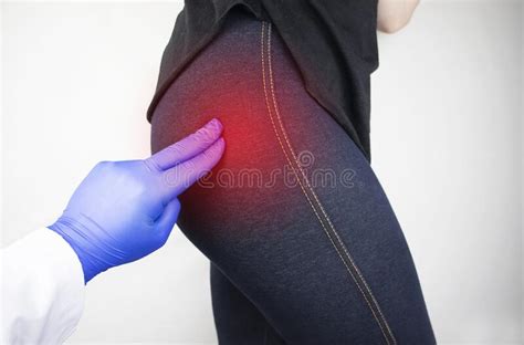A Woman Suffers From Pain In The Inner Thigh The Concept Of Treating A