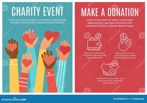 Charity Event Flyer Donation And Volunteering Poster Hands Donate