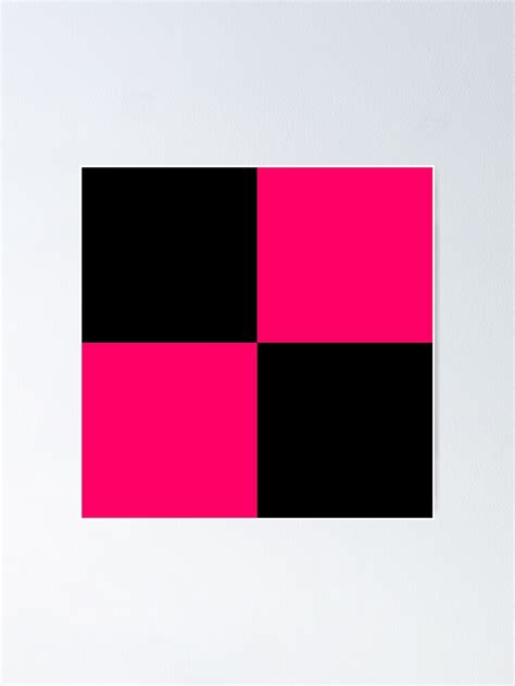Bright Fluorescent Hot Pink Neon And Black Checked Checkerboard