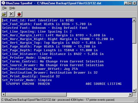 Il software bluezone supporta i formati di file 1. Using the Spool File Information Program