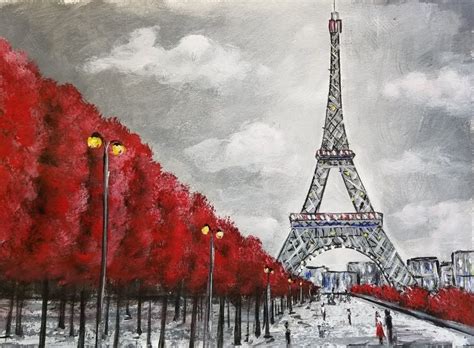 Easy Eiffel Tower Acrylic Painting Impressionist Beginner Paris Art