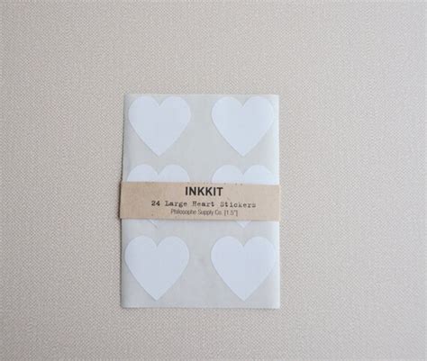 White Large Heart Stickers 24 Stickers