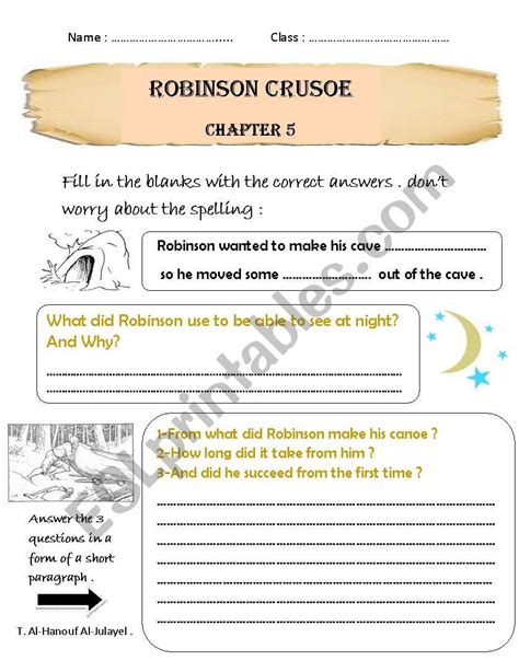 English Worksheets Robinson Crusoe