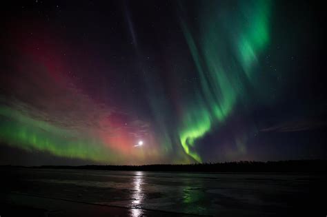 Moon And Lights Reflecting Northern Lights Lights Aurora Borealis