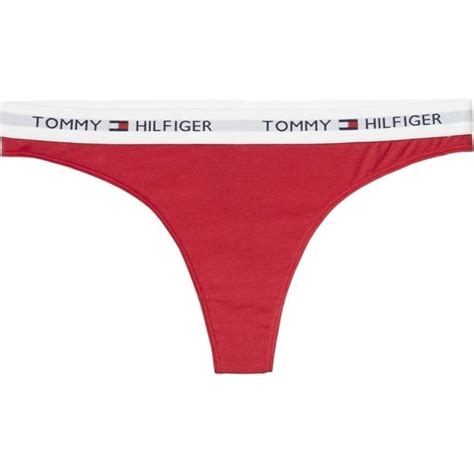 Tommy Hilfiger Womens Iconic Cotton Thong Crimson Red
