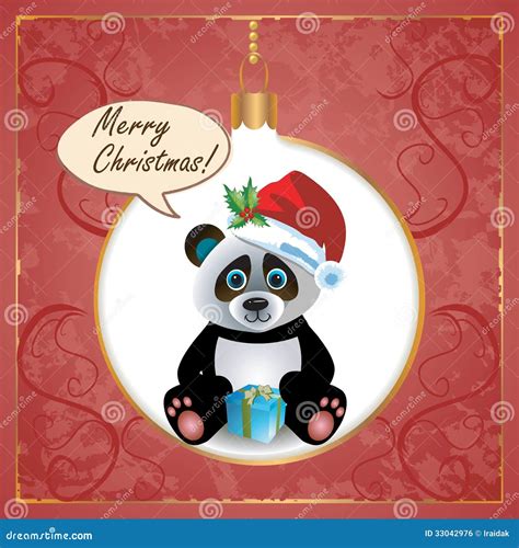 Panda Christmas Card Illustration De Vecteur Illustration Du Cadeau