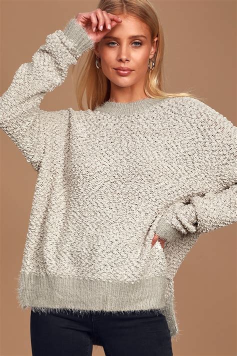Cute Beige Sweater Popcorn Knit Sweater Oversized Sweater Lulus