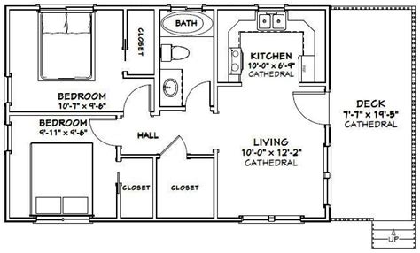 30x20 House 2 Bedroom 1 Bath 600 Sq Ft Pdf Floor Plan Etsy Small
