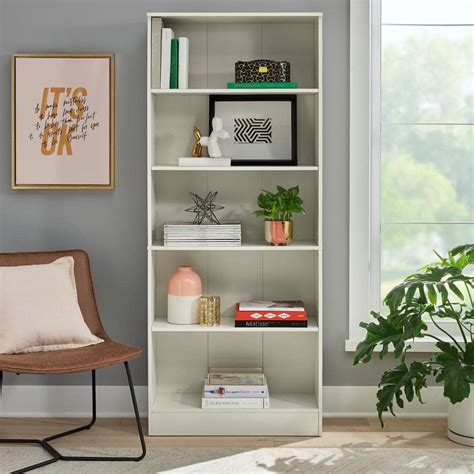 Stylewell 71 In Off White 5 Shelf Basic Bookcase With Adjustable