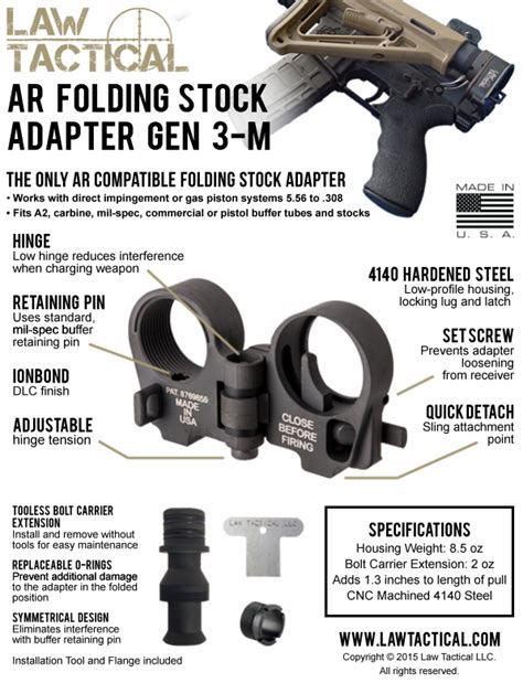 Law Tactical Ar Folding Stock Adapter Gen 3 Adelbridge And Co Gun Store