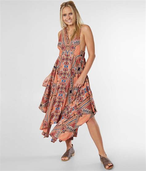 Angie Flowy Boho Midi Dress Womens Dresses In Coral Multi Buckle