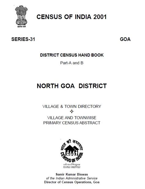 India Census Of India 2001 Goa Series 31 District Census