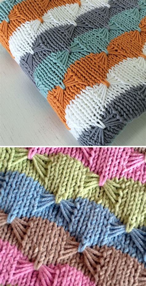 Free Knitting Pattern For Easy Treetops Baby Blanket Striped Baby