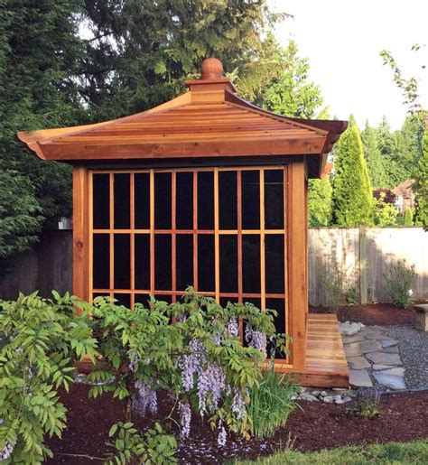 Kikue S Tea House Options 12ft L X 10ft W Redwood With Door Handle Interior Decking With