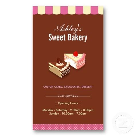 Sweet Bakery Shop Custom Cakes Chocolates Pastry Business Card