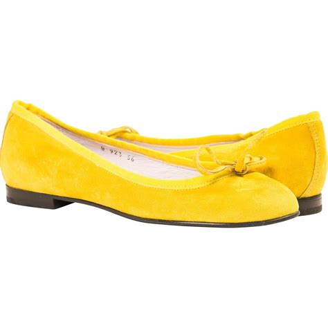 Jasmine Lemon Yellow Suede Ballerina Flats Thumb 1 Ballerina Shoes