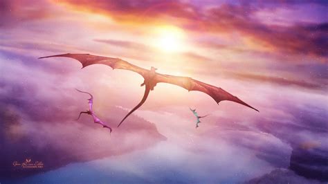 Evening Flight Of Dragons 4k Wallpaperhd Artist Wallpapers4k