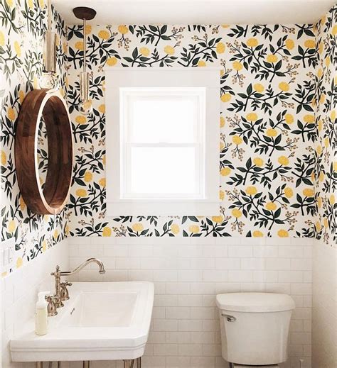 Peonies Yellow Wallpaper Hygge And West Bathroom Inspiration How