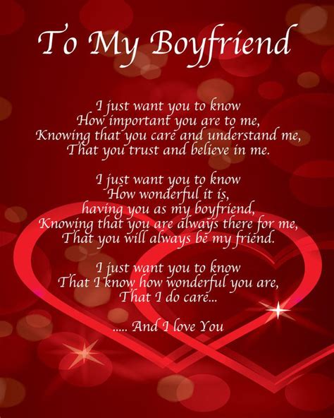 Valentine's day messages for your boyfriend. To My Boyfriend Poem Birthday Valentines Day Gift Present ...