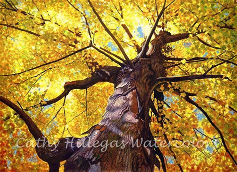 Autumn Tree Watercolor Painting Print By Cathy Hillegas 8x10 Etsy