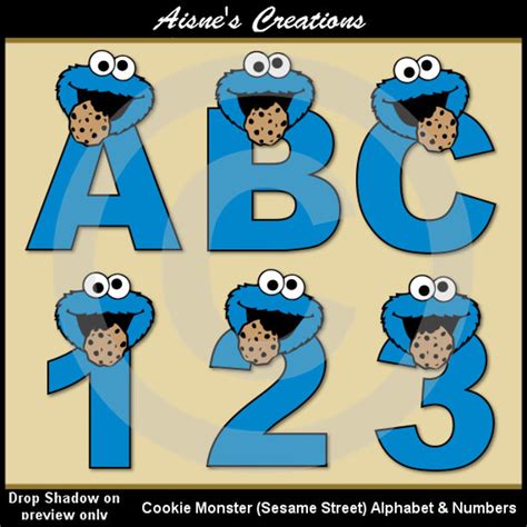 Cookie Monster Sesame Street Alphabet Letters And Numbers Clip Etsy