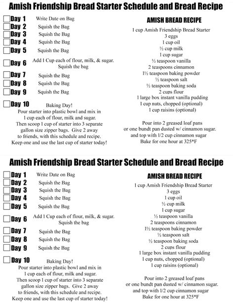 Amish Friendship Bread Printable Recipe Customize And Print