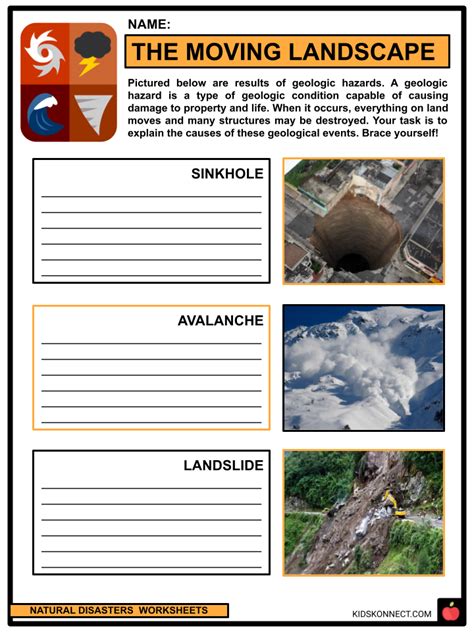Natural disasters worksheets, facts & historical information for kids