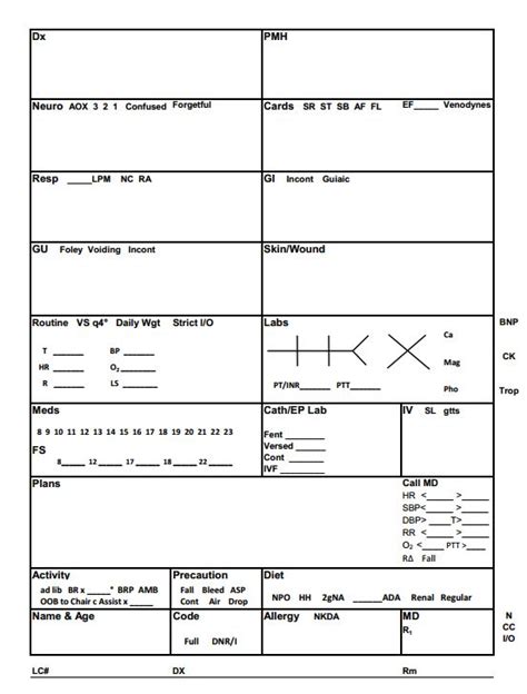 Printable Nursing Brain Sheets