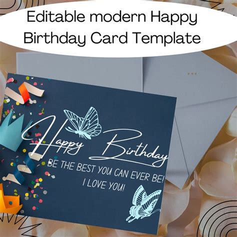 Editable Birthday Card Printable Happy Birthday Instant Etsy Uk