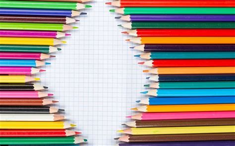 Download Wallpapers Colored Pencils School Background Pencils Color