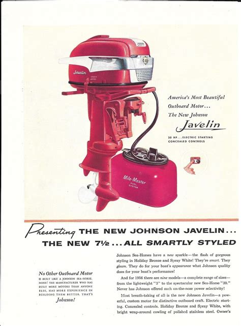 An Advertisement For The New Johnson Jevelin Engine With Text On It