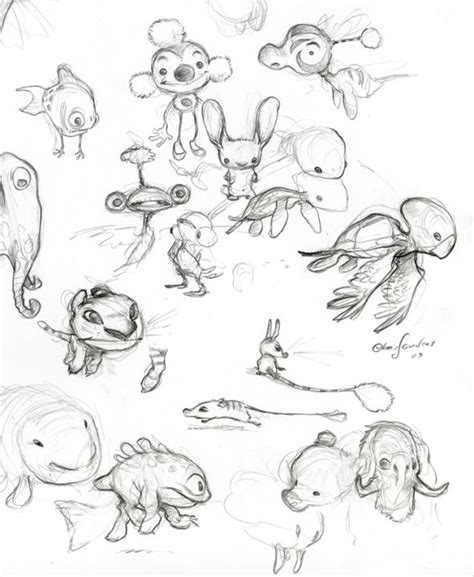 Chris Sanders Concept Doodles For The Croods Critters Disney