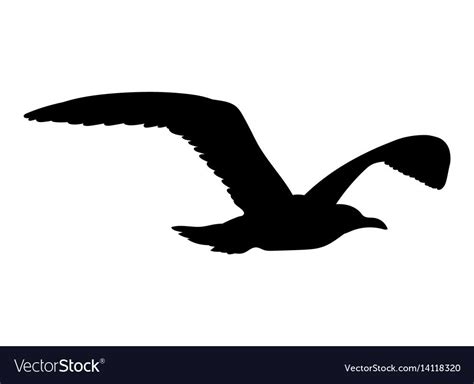 Seagull Flying Silhouette Isolated On White Background Vector