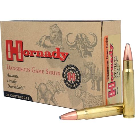 Hornady 376 Steyr Ammunition Dangerous Game Series H8237 270 Grain