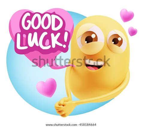 3d Rendering Emoji Saying Good Luck Stock Illustration 458184664