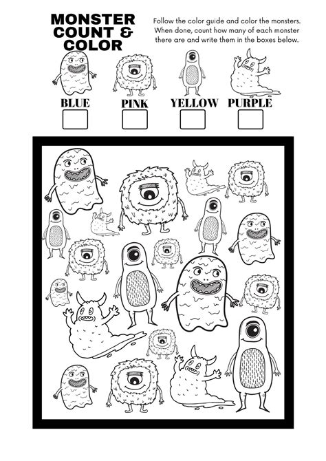 Free Printable Monster I Spy Count And Color Activity