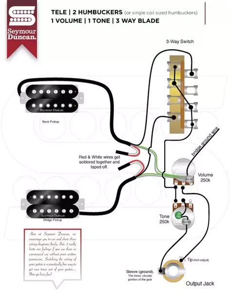 Wiring Diagram 2 Humbuckers 1 Volume 1 Tone 3 Way Switch