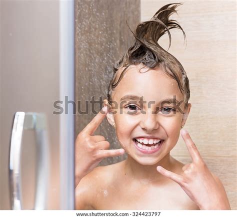 Cheerful Beautiful Girl Bathing Under Shower 스톡 사진 324423797 Shutterstock