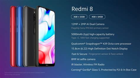 Features 6.3″ display, snapdragon 665 chipset, 4000 mah battery, 128 gb storage, 6 gb ram, corning gorilla glass 5. Redmi 8 with 5000mAh Battery, Snapdragon 439 SoC Launched ...