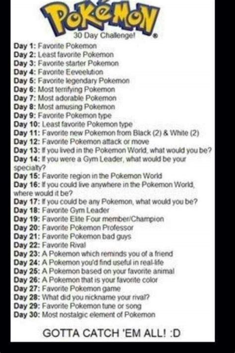 30 Day Pokemon Challenge Pokémon Amino