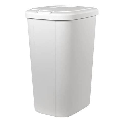 hefty 13 gallon white plastic trash can with lid in the trash cans department at