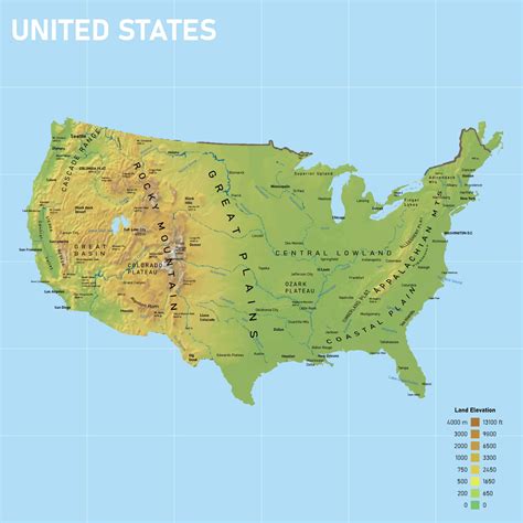 8 Best Images Of Printable Physical Map Of Us Us Physical Map United