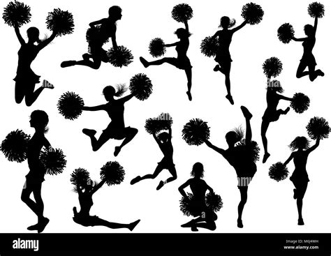 Silhouette Cheerleaders Stock Vector Image And Art Alamy