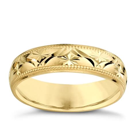 So you know roughly what you want. 9ct Yellow Gold Ladies' Patterned Wedding Band | H.Samuel