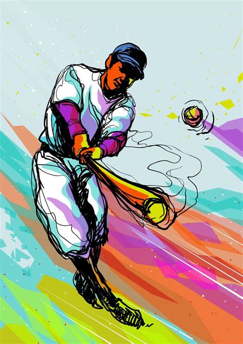Colorful Abstract Baseball Player 190703 Vector Art At Vecteezy