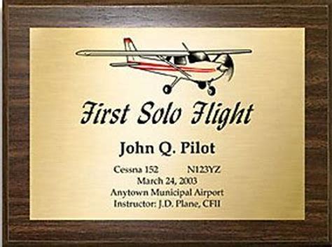 Aviation Plaques First Solo Plaque Personalized T