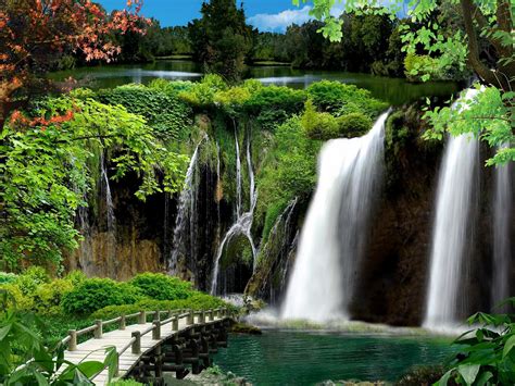 Garden Waterfall Hd Desktop Wallpaper Widescreen High