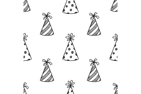 Seamless Pattern Birthday Hat Vector Graphic By Padmasanjaya · Creative Fabrica