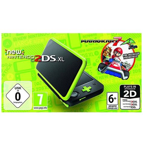 new nintendo 2ds xl black and lime green mario kart 7